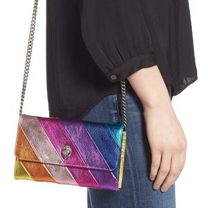 Used Rainbow Stripe Leather Chain Wallet